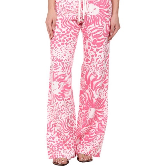 Lilly Pulitzer The Beach Pant Linen Pink White XXS - Picture 1 of 10